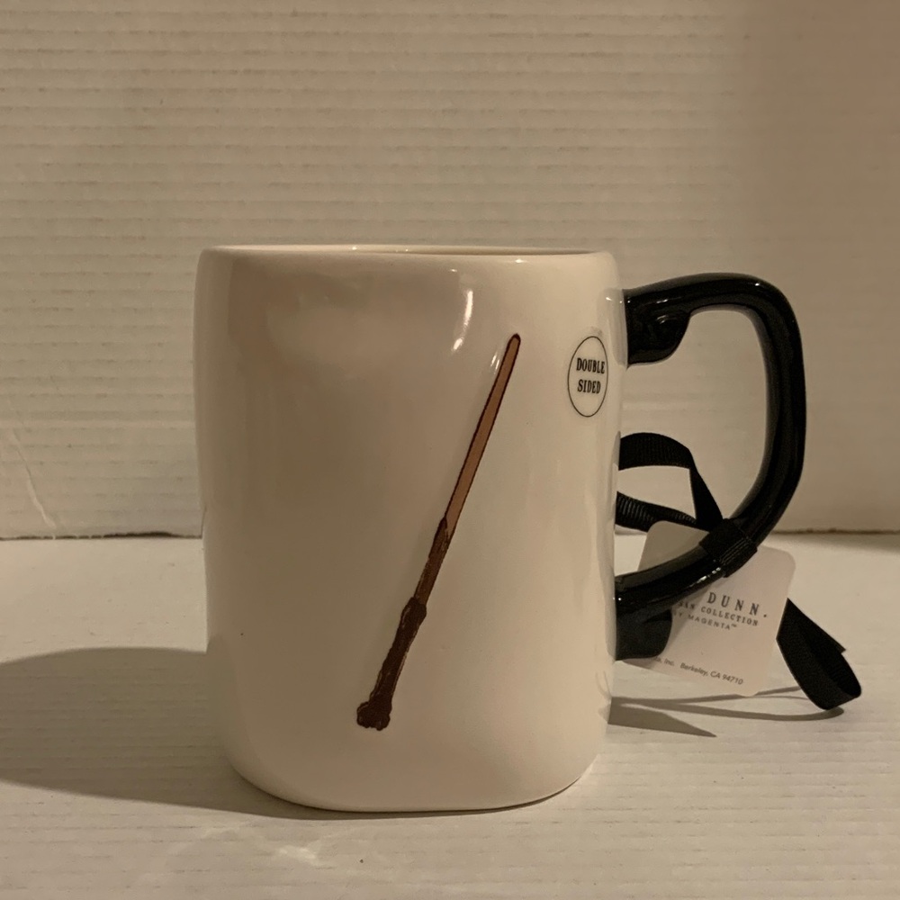 Rae Dunn Harry Potter Wand Obliviate White Mug with Black Handle NEW